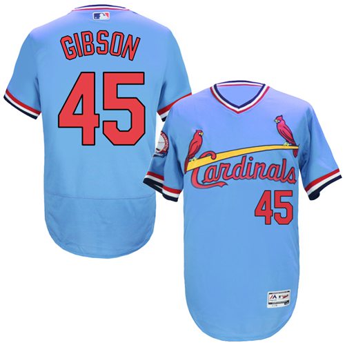 Cardinals #45 Bob Gibson Light Blue Flexbase Authentic Collection Cooperstown Stitched MLB Jersey
